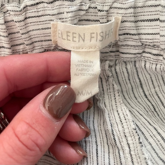 Eileen Fisher Organic Handerchief Linen Striped Pant Pearl Medium - Picture 12 of 13